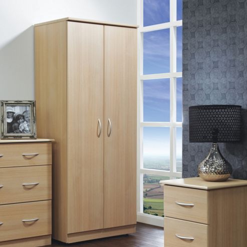 Image of Welcome Furniture Avon Plain Midi Wardrobe - Beech - 182.5cm H X 74cm W