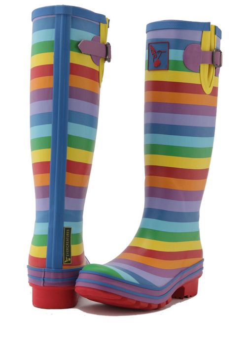Image of Evercreatures Ladies Festival Wellies Striped Rainbow Pattern 6
