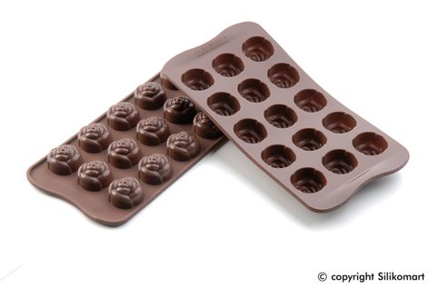 Image of Silikomart Silicone Easy Choc 15 Hole Rose Chocolate Mould