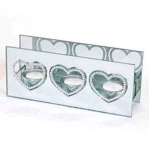 Image of Heart - Infinity Mirror Tea Light / Candle Holder - Silver