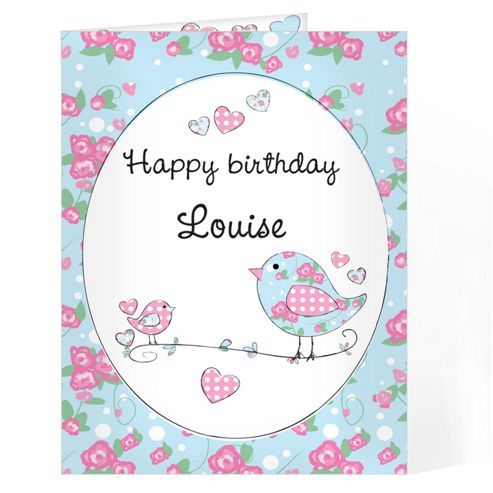 Image of Personalised Floral Bird Card