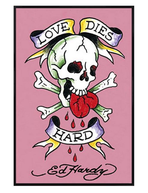 Image of Ed Hardy Gloss Black Framed Love Dies Hard Poster