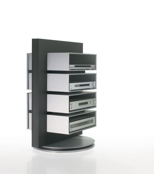 Image of Luke Furniture Ve-04 Audio Rack - High Gloss Red / Metal Grey