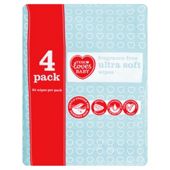 Tesco Loves Baby Ultra Soft Fragrance Free Quattro Pack 4 X 64 Wipes