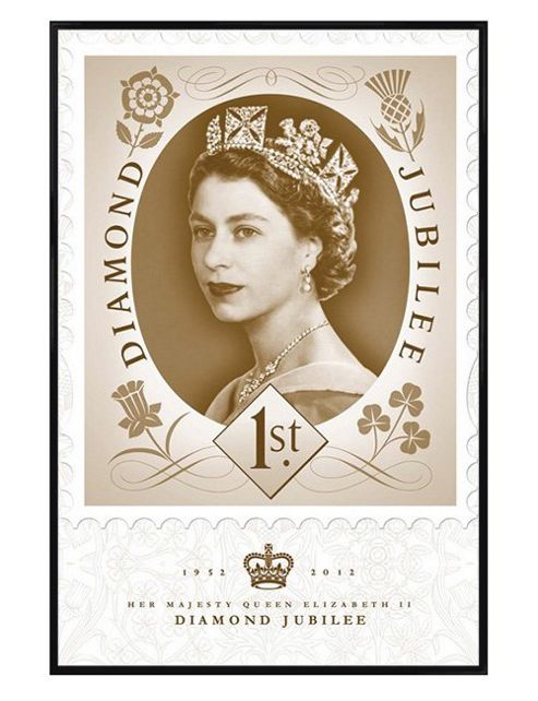 Image of The Royal Mail Gloss Black Framed Diamond Jubilee Celebratory Stamp Poster