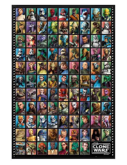 Image of Star Wars Clone Wars Gloss Black Framed Clone Wars Collage Poster