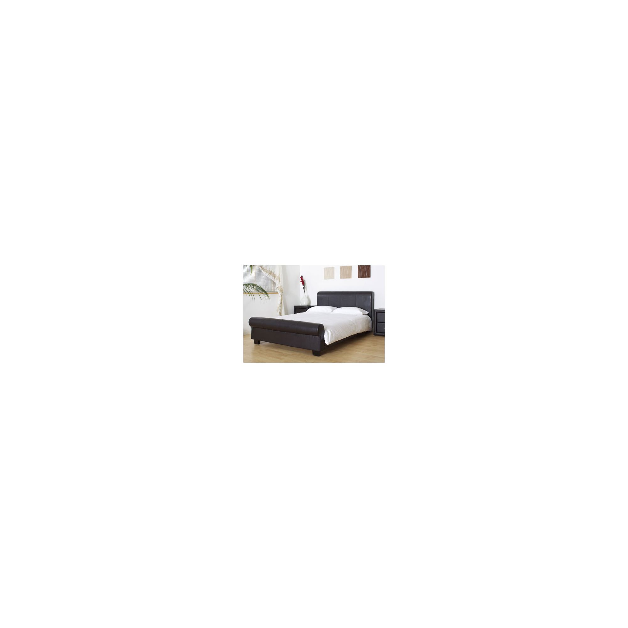 Alpha furniture Marseille Real Leather Bed - Black - Double at Tesco Direct