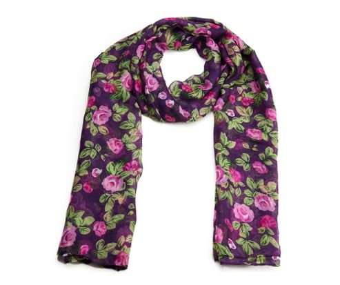 Image of Purple Ditsy Cottage Garden Summer Scarf