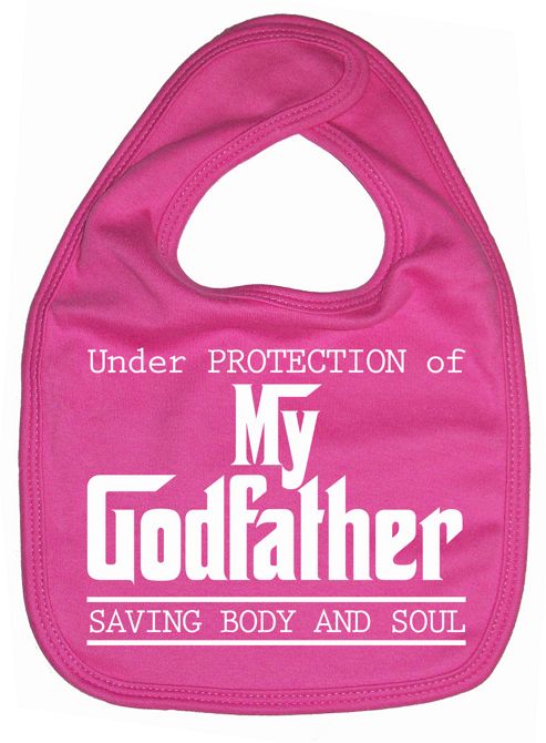 Image of Dirty Fingers, Under Protection Of My Godfather, Baby Feeding Bib, Fuchsia