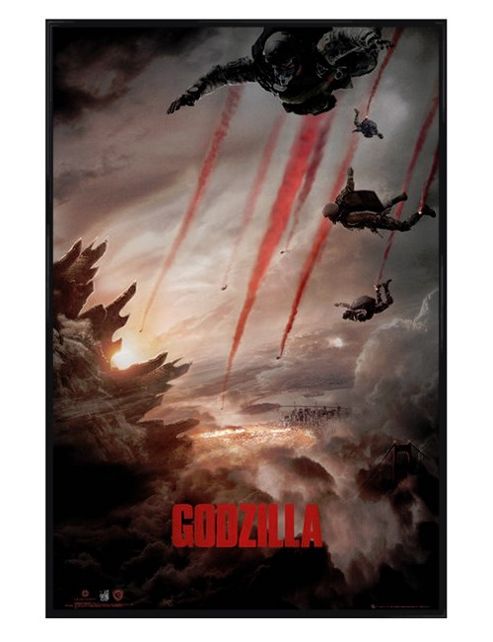Image of Gloss Black Framed Godzilla Skydive Poster