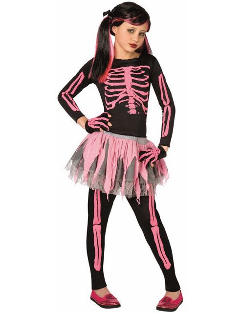 Image of Child Pink Skeleton Costume Medium