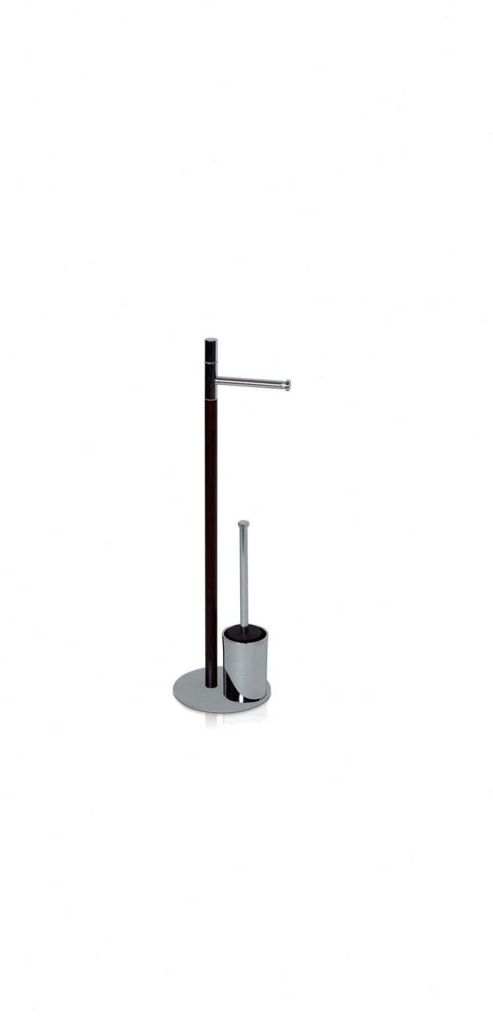 Image of M?ve Combo Metals Toilet Paper Stand And Brush Set In Dark Walnut / Chrome