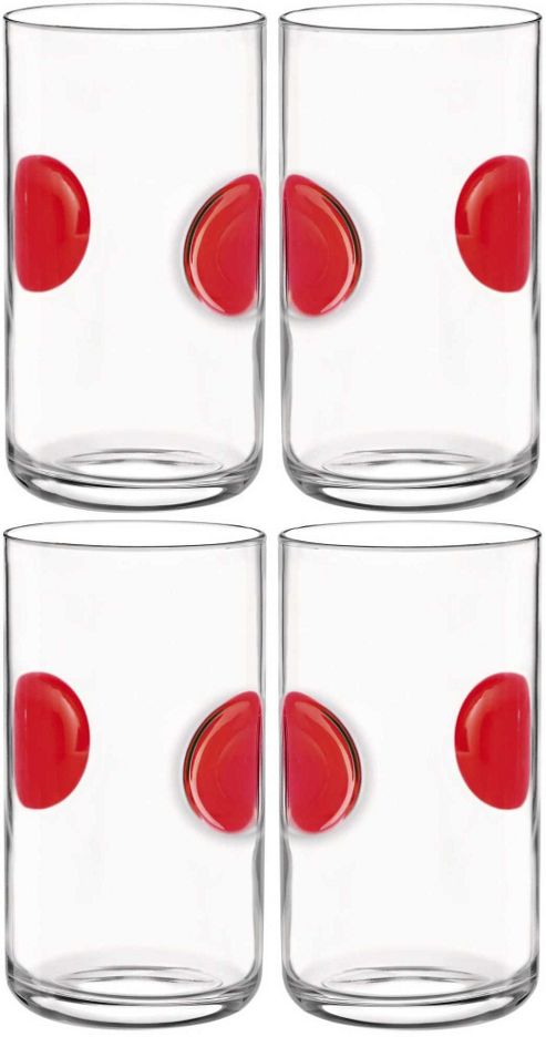 Image of Bormioli Rocco Giove Water Tumbler Glasses - Set Of 4 - Red - 490ml