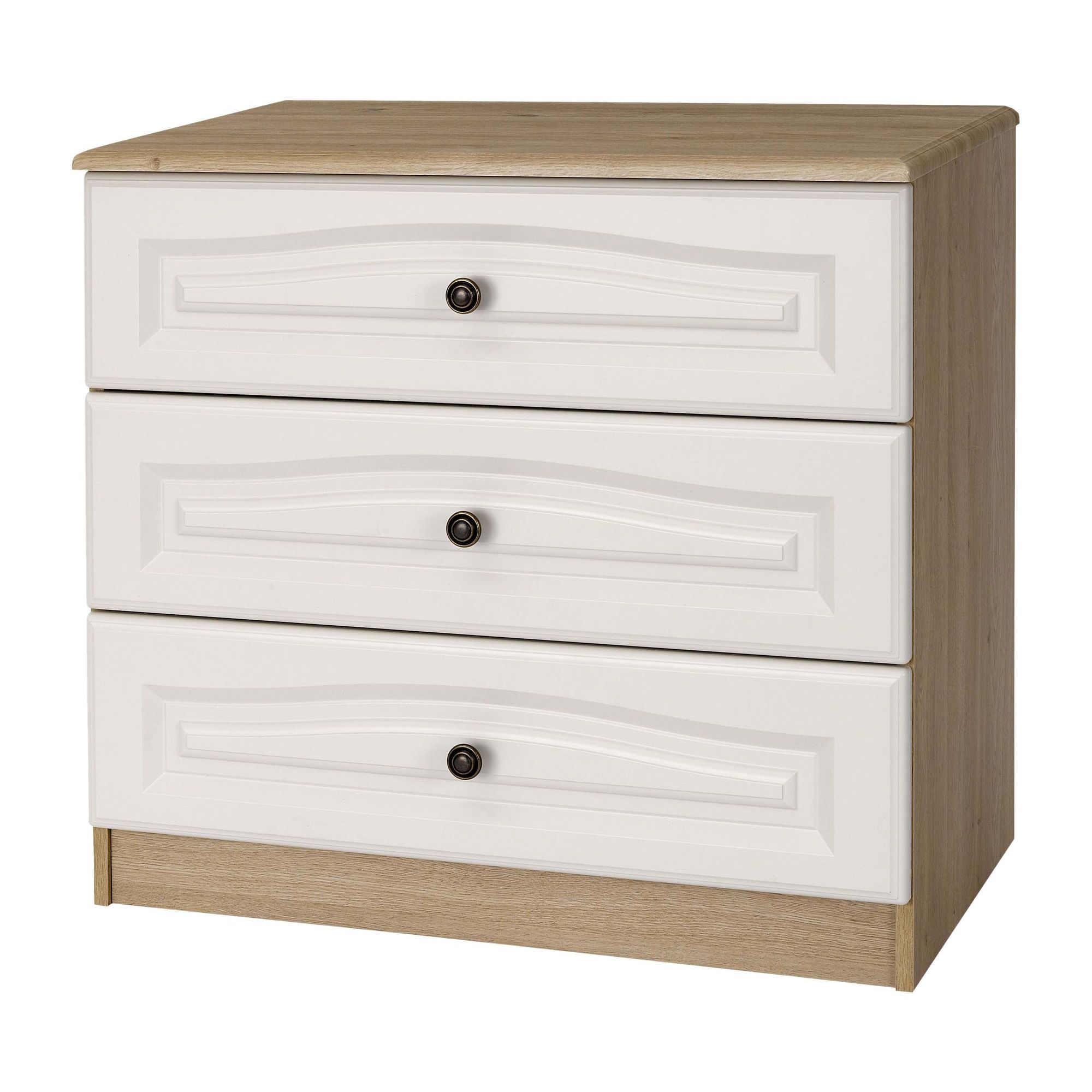 Alto Furniture Visualise Bordeaux Three Drawer Chest in Oak with Light Front at Tesco Direct