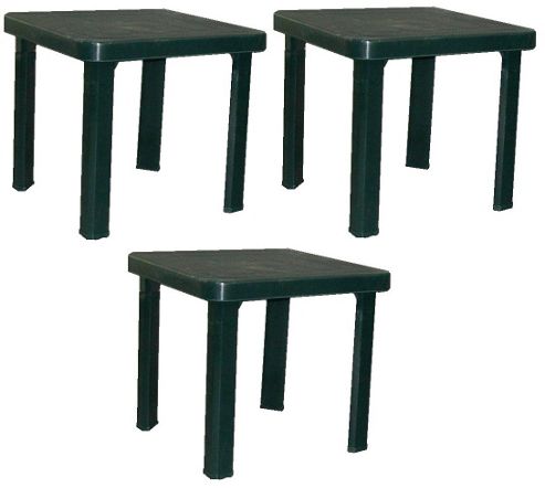 Image of Resol Sun Lounger Side Table In Green / Garden Table Polypropylene Plastic X3