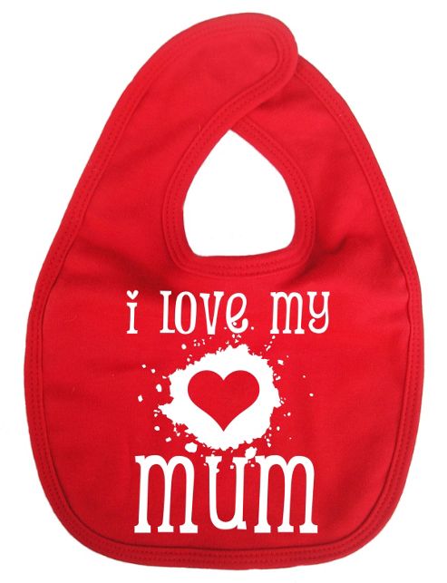 Image of Dirty Fingers I Love My Mum Baby Bib Red