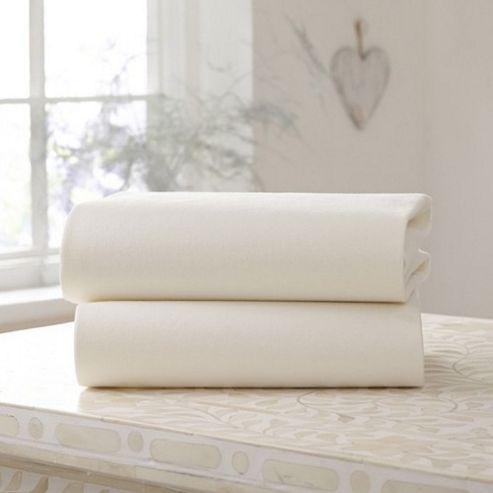 Image of Clair De Lune Fitted Cotton Interlock Sheets - Cot (cream)