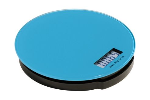 Image of Premier Housewares Zing Round Glass Electronic Kitchen Scale - Blue