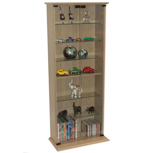 Image of Boston - Dvd/cd Book Storage Shelves Glass / Collectable Display Cabinet - Oak