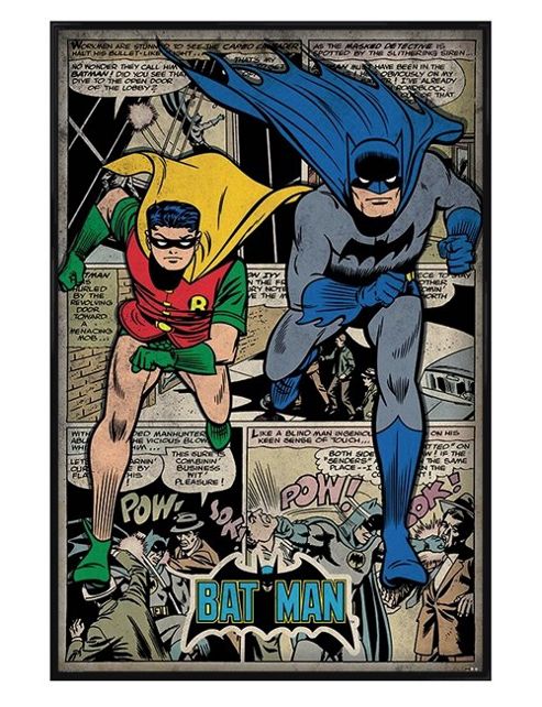 Image of Gloss Black Framed Dc Comics Batman Comic Book Montage Poster
