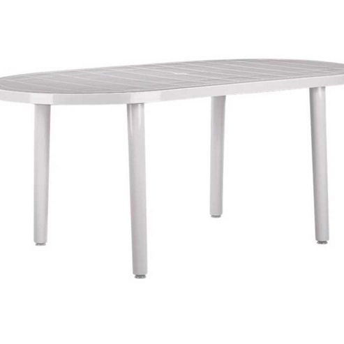 Image of Resol Brava Outdoor Oval Garden Table - White Plastic - 180 X 90cm