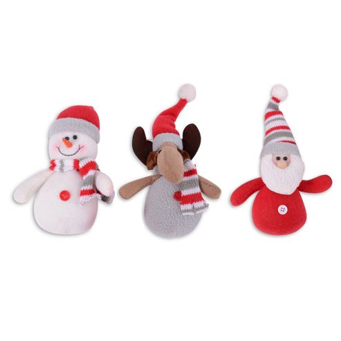 Image of Set Of Three Hanging Plush Christmas Character Tree Decorations