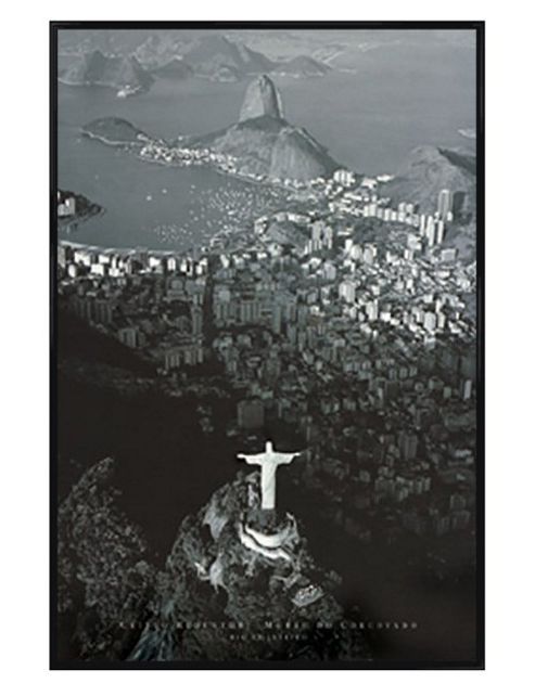 Image of Rio De Janeiro Gloss Black Framed Christ The Redeemer Poster