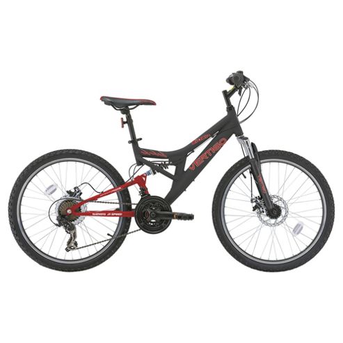 Image of Vertigo Eiger 24" Unisex Dual Suspension Mountain Bike, Black & Red