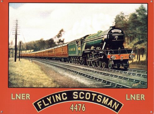 Image of Vintage Railway Advert The Flying Scotsman Tin Sign