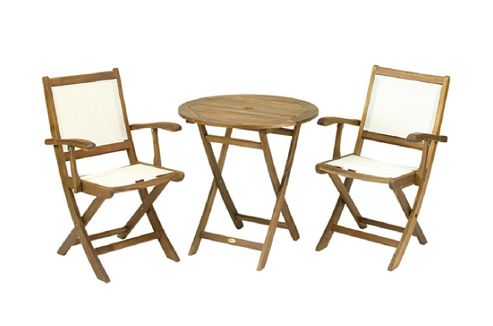 Image of York Bistro Set - 70cm Round Table With 2 Henley Lowback Folding Armchairs