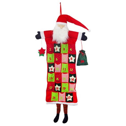 Image of Large Hanging Fabric Father Christmas Advent Calendar