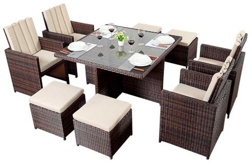 Image of Luxan Wgf-218 Port Royal Prestige Brown Cube Table And Chairs - Seats 4