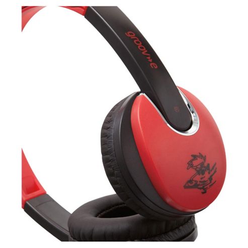 Image of Groov-e Gv590rb Kids Dj Style Headphone - Red/black