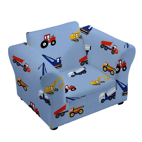 Image of Children's Toy Trucks Upholstered Armchair With Curved Arms