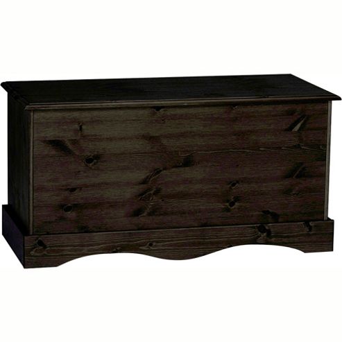 Image of Solid Pine Ottoman / Storage Box - Dark Stain