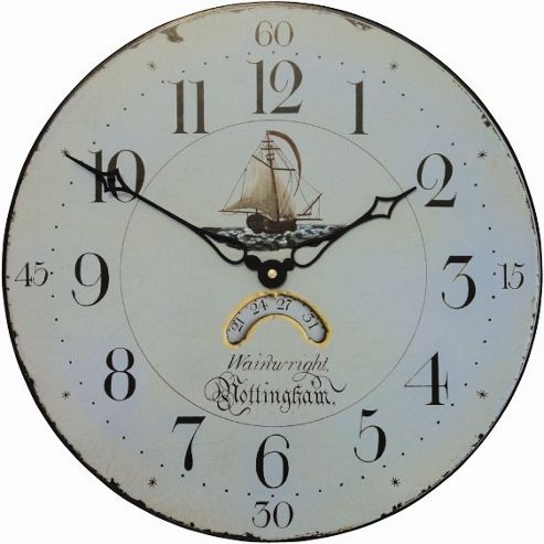 Image of Roger Lascelles Clocks Wall Clock Face With Ship Motif In Antique