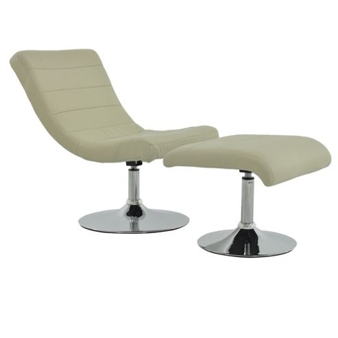 Image of Metro Gaming Swivel Chair & Footstool Cream