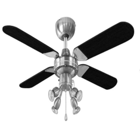 Image of Scimitar 42 Inch Ceiling Fan With Spot Lights In Brushed Chrome & Black