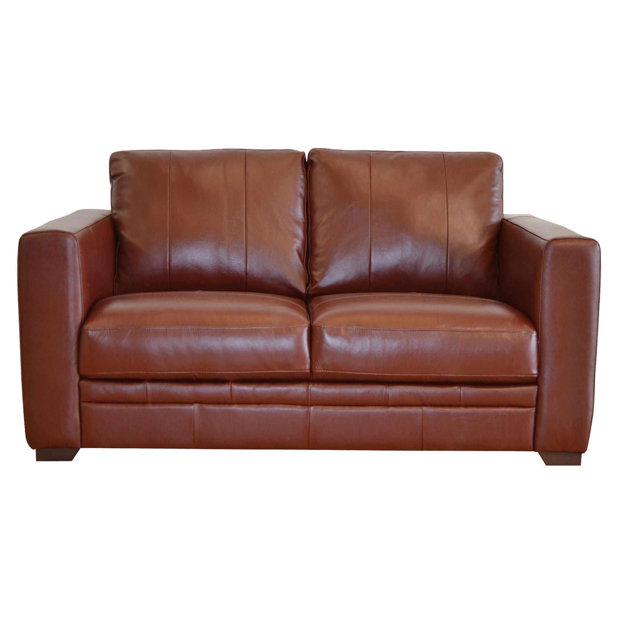 Naples Leather Small Sofa, Chestnut at Tesco Direct