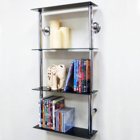Image of Techstyle 4-tier Narrow Wall Shelf - Chrome / Black