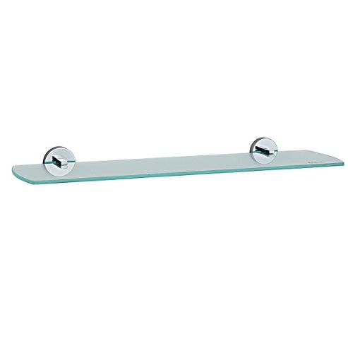 Image of Smedbo Loft Bathroom Glass Shelf With Brackets - Polished Chrome