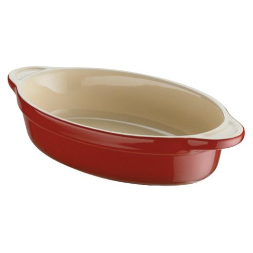 Image of Denby Ceramic Small Oval Dish, Cherry Red