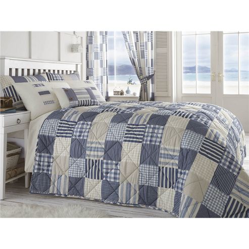 Image of Dreams N Drapes Penzance Blue 66x72 Inches (168x183cm) Lined Curtains - Blue