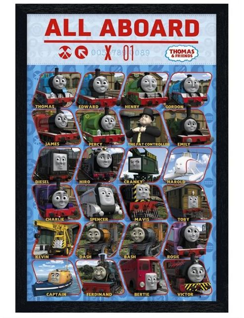 Image of Black Wooden Framed Thomas The Tank Engine All Aboard Poster
