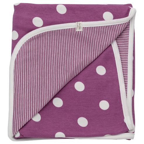 Image of Pigeon Organics Spotty Reversible Blanket Raspberry 70x70cm