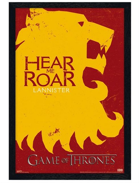 Image of Game Of Thrones Black Wooden Framed Lannister Si Got Poster