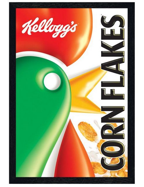 Image of Kellogg's Cornflakes Black Wooden Framed Breakfast The Healthy Way Poster