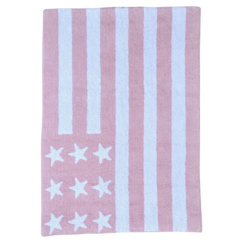 Image of Lorena Canals Flag American Pink Children's Rug - 120 Cm W X 160 Cm D (3 Ft 11 In X 5 Ft 3 In)