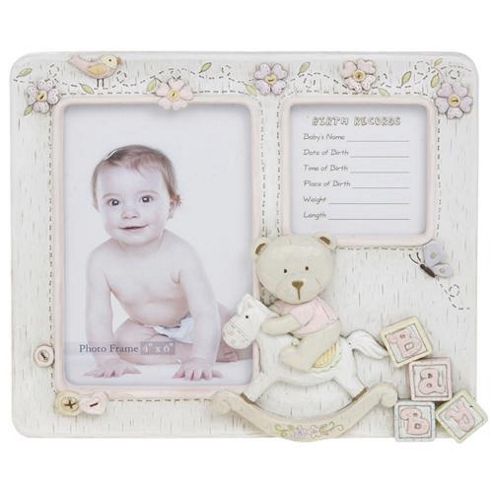 Image of Girls Photo Frame And Record - Cream