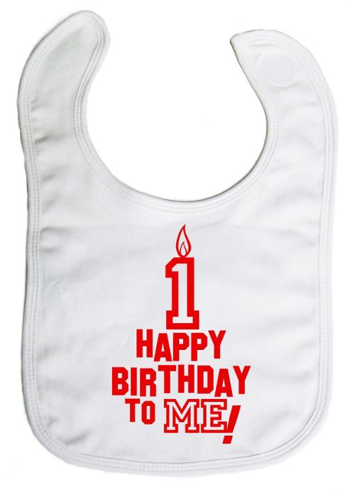 Image of Dirty Fingers Happy 1st Birthday To Me! Baby Bib White